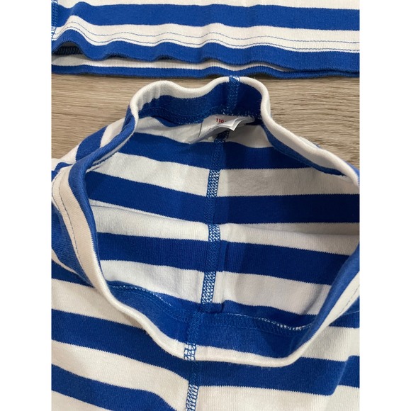 Hanna Andersson Short John Pajama Set Indigo Blue White Stripes Size 110 US 5 - Picture 7 of 8
